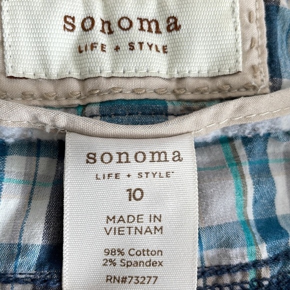 Sz10 Sonoma plaid cuffed shorts in blues and cream colours. GUC - Picture 6 of 6